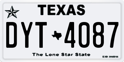 TX license plate DYT4087
