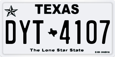 TX license plate DYT4107