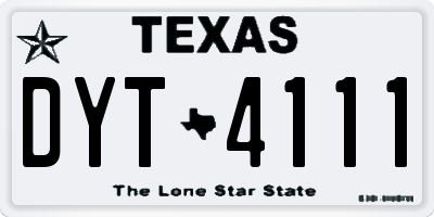 TX license plate DYT4111