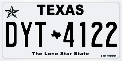 TX license plate DYT4122