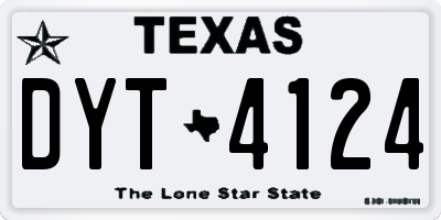 TX license plate DYT4124