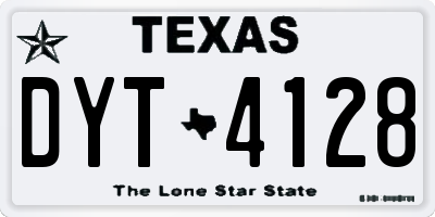 TX license plate DYT4128