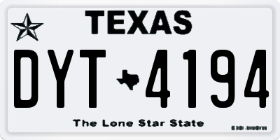 TX license plate DYT4194