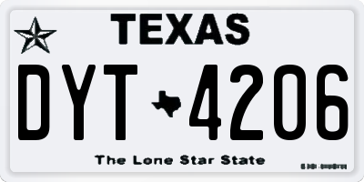TX license plate DYT4206