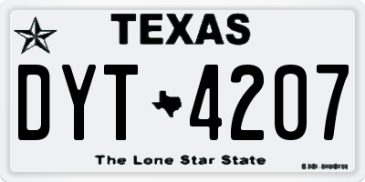 TX license plate DYT4207