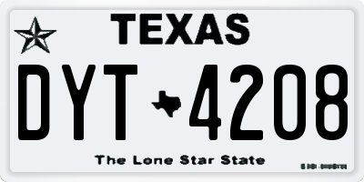 TX license plate DYT4208
