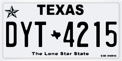 TX license plate DYT4215