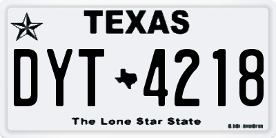 TX license plate DYT4218
