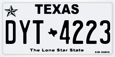 TX license plate DYT4223
