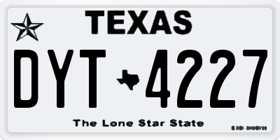 TX license plate DYT4227