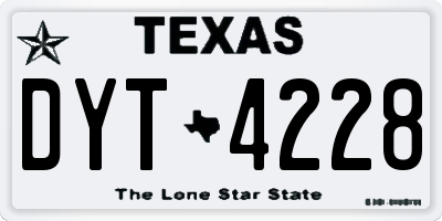 TX license plate DYT4228