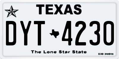 TX license plate DYT4230