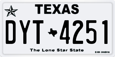 TX license plate DYT4251