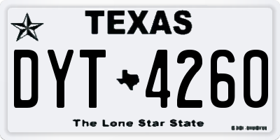 TX license plate DYT4260