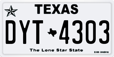 TX license plate DYT4303