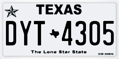 TX license plate DYT4305