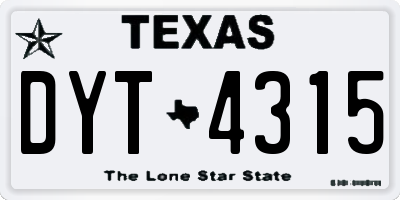 TX license plate DYT4315