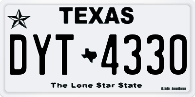 TX license plate DYT4330