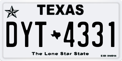 TX license plate DYT4331
