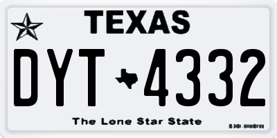 TX license plate DYT4332