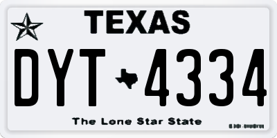 TX license plate DYT4334