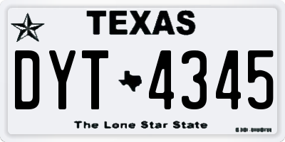 TX license plate DYT4345