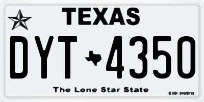 TX license plate DYT4350