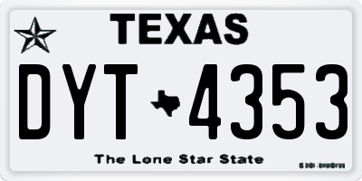 TX license plate DYT4353