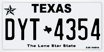 TX license plate DYT4354