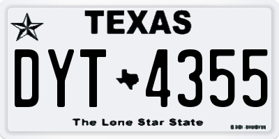TX license plate DYT4355