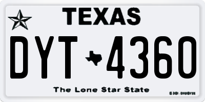 TX license plate DYT4360