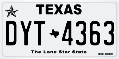 TX license plate DYT4363
