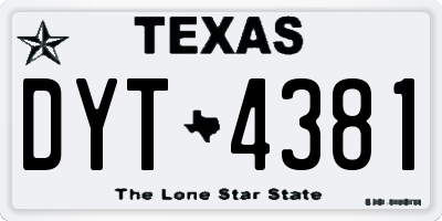 TX license plate DYT4381