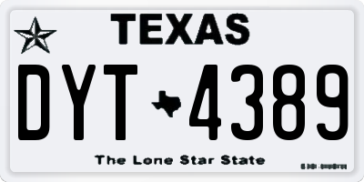 TX license plate DYT4389