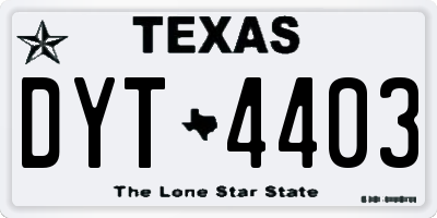 TX license plate DYT4403