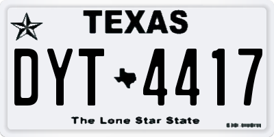 TX license plate DYT4417