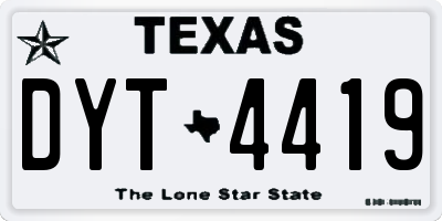 TX license plate DYT4419