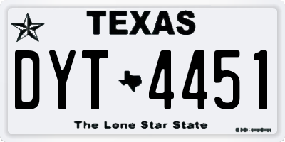 TX license plate DYT4451