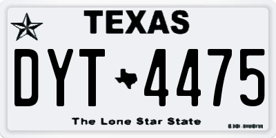 TX license plate DYT4475