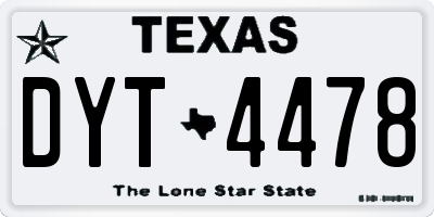 TX license plate DYT4478