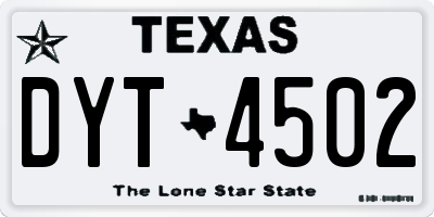 TX license plate DYT4502