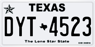 TX license plate DYT4523