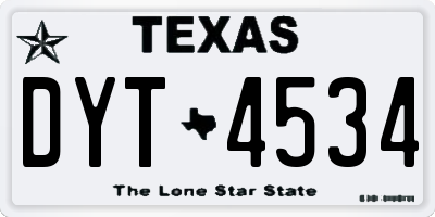 TX license plate DYT4534