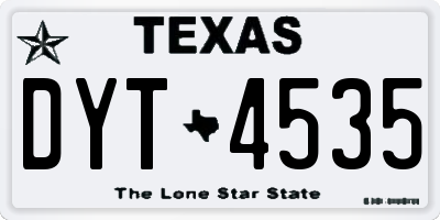 TX license plate DYT4535