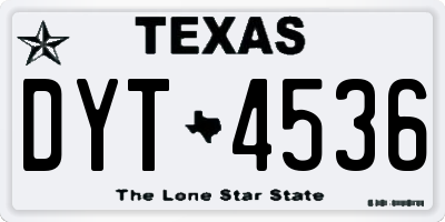 TX license plate DYT4536