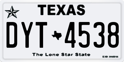TX license plate DYT4538