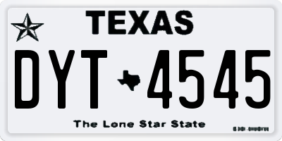 TX license plate DYT4545