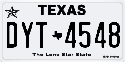 TX license plate DYT4548