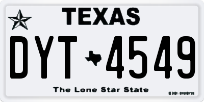 TX license plate DYT4549
