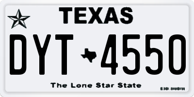 TX license plate DYT4550